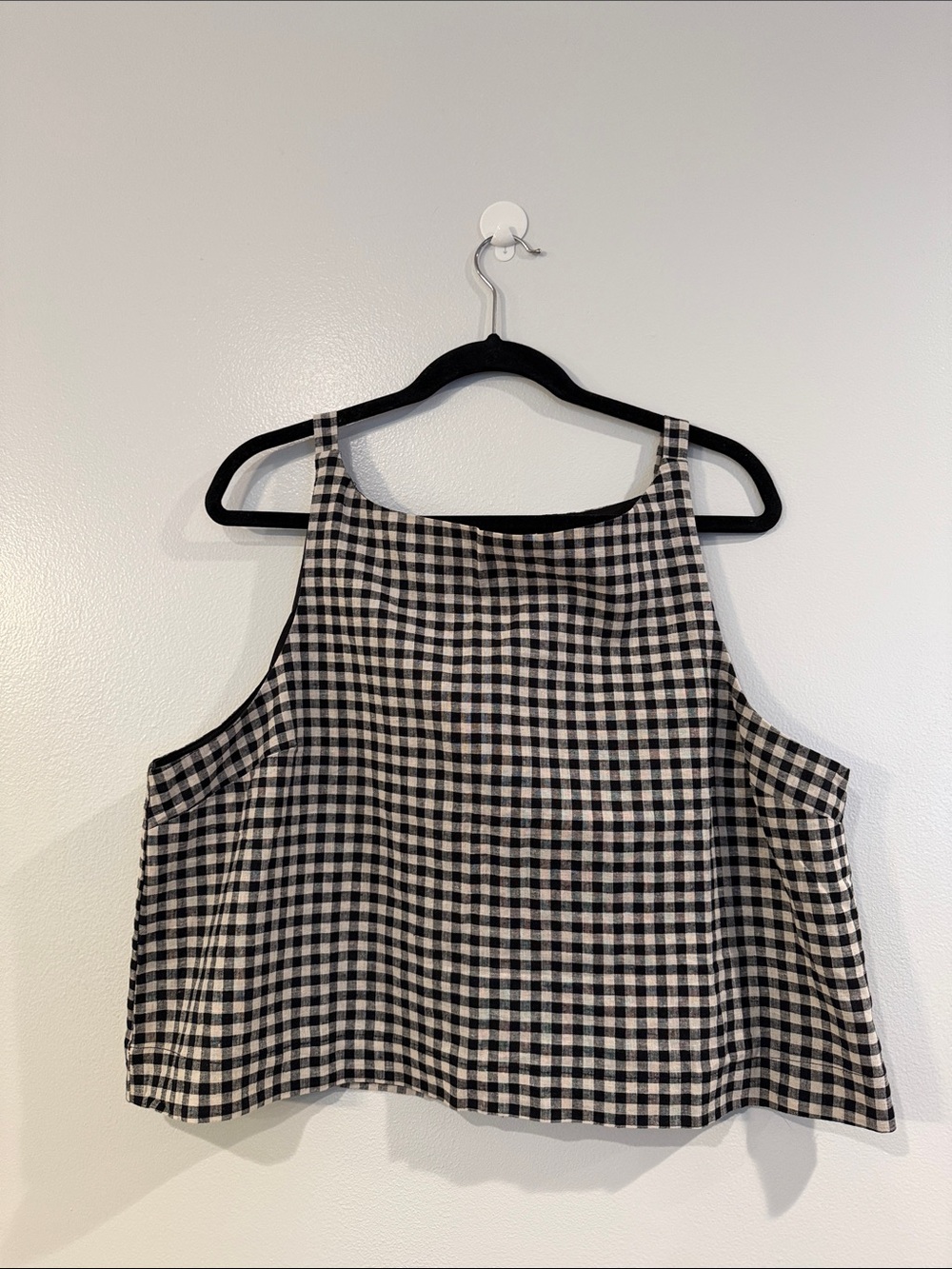 GAP Black & Cream Gingham Square-Neck Crop Tank